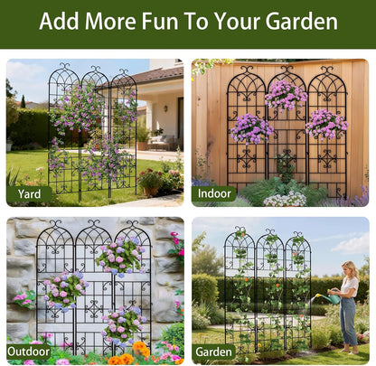 2 Pack 84x19in Garden Trellis Iron Arch for Climbing Plants Outdoor