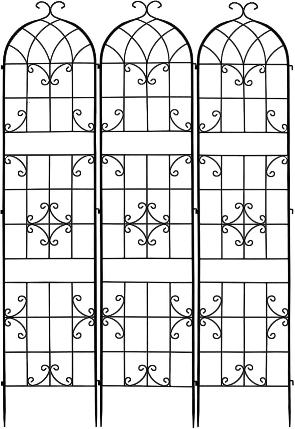 2 Pack 84x19in Garden Trellis Iron Arch for Climbing Plants Outdoor