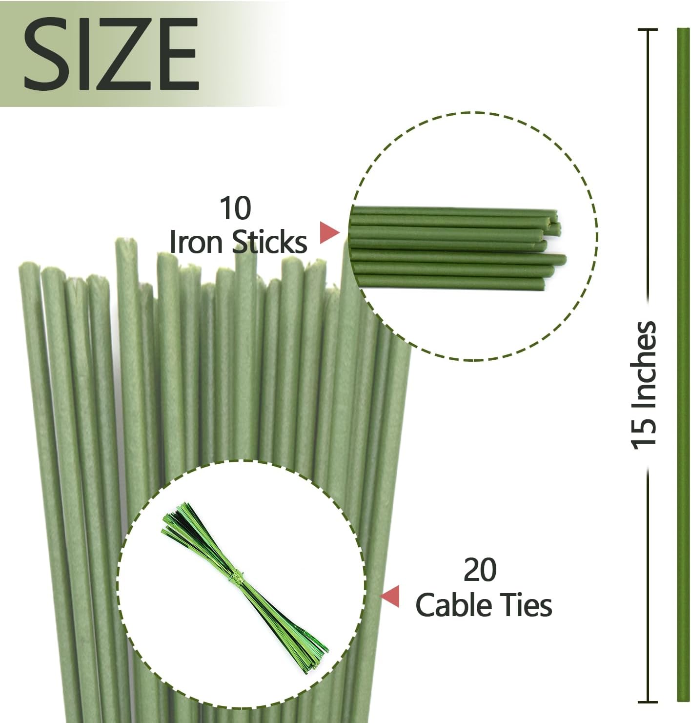 20Pcs Plant Stakes, 16IN Orchid Support Stakes for Indoor Plants
