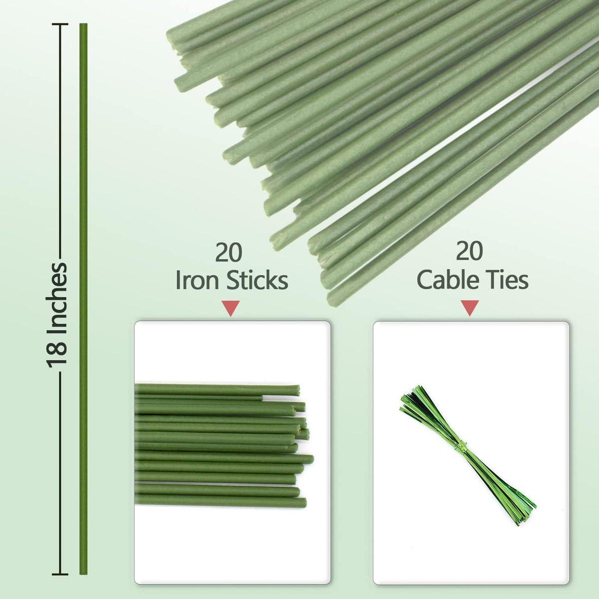 20Pcs Plant Stakes, 16IN Orchid Support Stakes for Indoor Plants