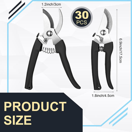 30 Pack Garden Shears Flower Clippers for Plant Cutting, Black