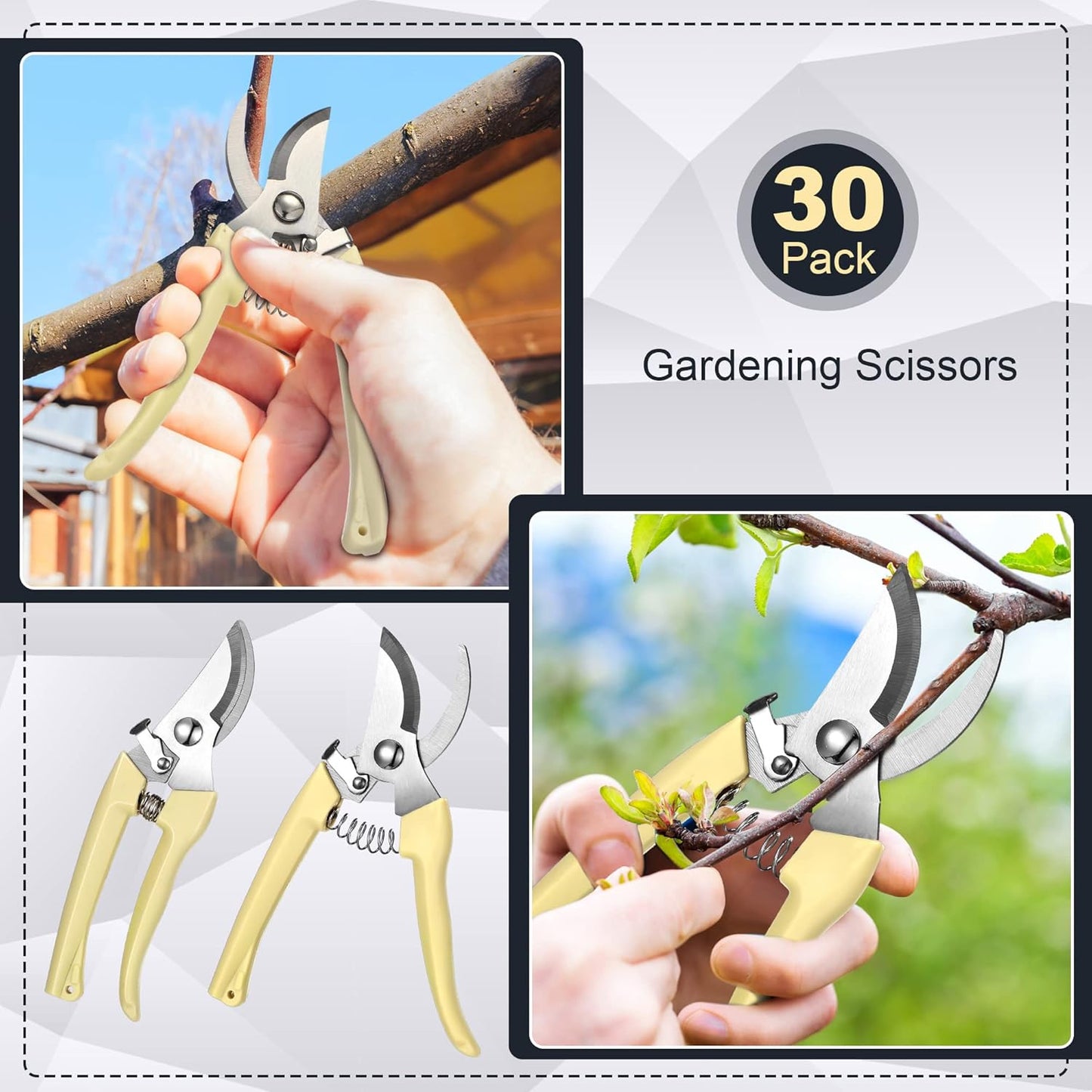 30 Pack Garden Shears Flower Clippers for Plant Cutting, Black