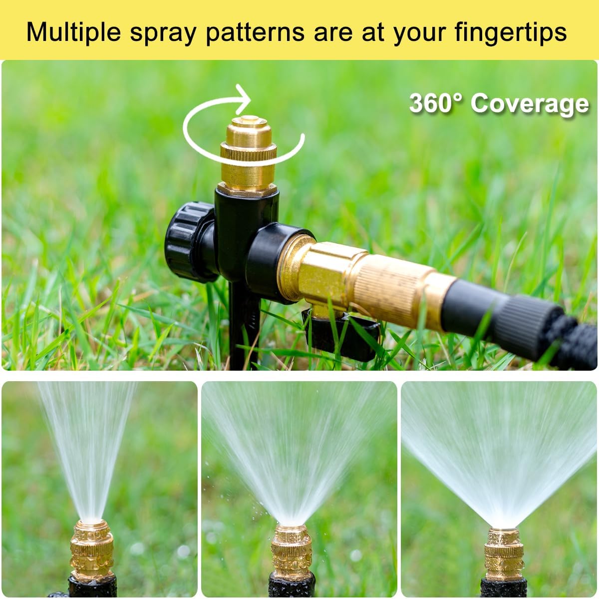 Metal Lawn Sprinkler for Yard, 2 Pack Automatic Garden Water Sprinkler on Spike Base, Adjustable Brass Sprinkler Nozzle 360 Degree Large Area Coverage for Lawn Grass Patio Garden Irrigation