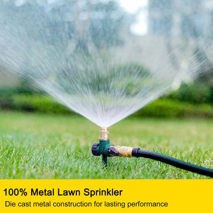 Metal Lawn Sprinkler for Yard, 2 Pack Automatic Garden Water Sprinkler on Spike Base, Adjustable Brass Sprinkler Nozzle 360 Degree Large Area Coverage for Lawn Grass Patio Garden Irrigation