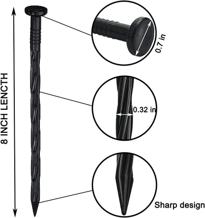 30 Pcs Spiral Landscape Anchoring Spikes, 8 Inch Landscaping Fabric Edging Anchoring Stakes Plastic Edging Nails Nylon Garden Lawn Yard Spikes