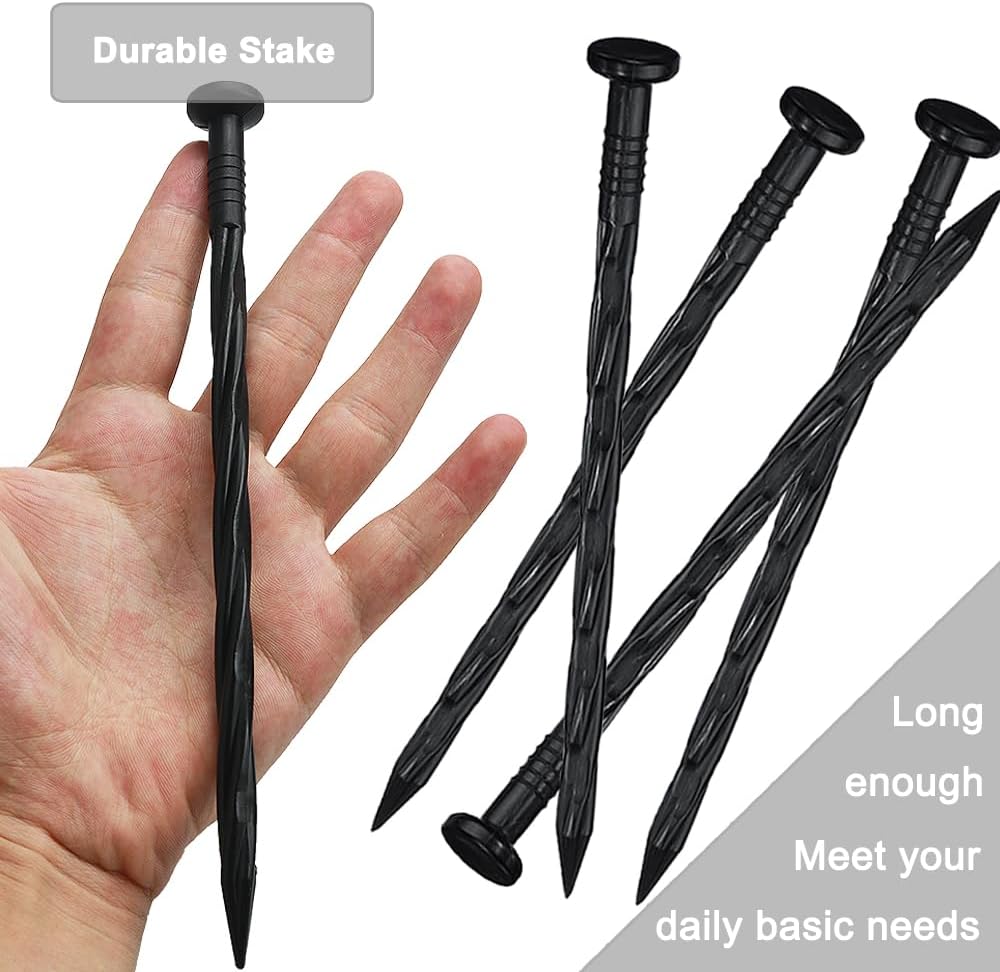 30 Pcs Spiral Landscape Anchoring Spikes, 8 Inch Landscaping Fabric Edging Anchoring Stakes Plastic Edging Nails Nylon Garden Lawn Yard Spikes