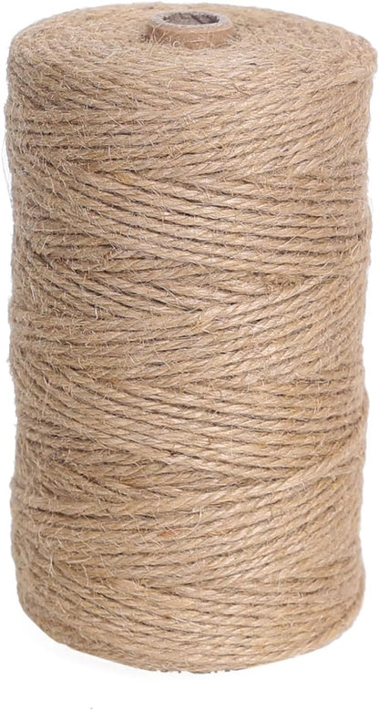 Natural Jute Twine 328ft 3mm,3Ply Twisted Thick Twine Rope Strong Jute String Roll for Crafts Gift Wrapping Gardening Home Decor Bundling Cat Scratching Post