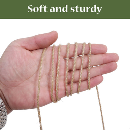 Natural Jute Twine 328ft 3mm,3Ply Twisted Thick Twine Rope Strong Jute String Roll for Crafts Gift Wrapping Gardening Home Decor Bundling Cat Scratching Post