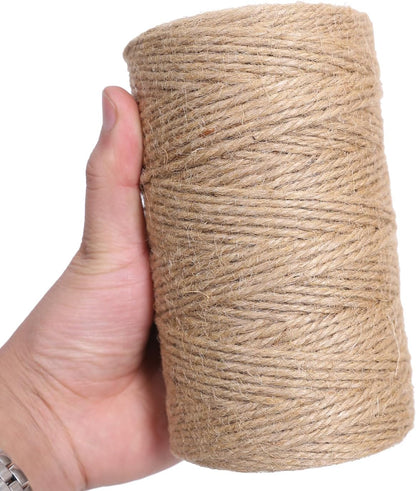 Natural Jute Twine 328ft 3mm,3Ply Twisted Thick Twine Rope Strong Jute String Roll for Crafts Gift Wrapping Gardening Home Decor Bundling Cat Scratching Post