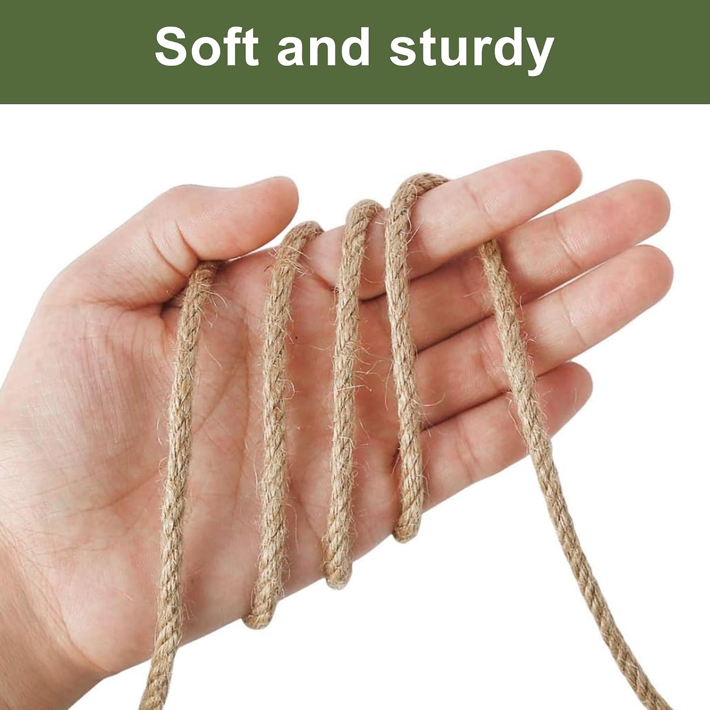 Natural Jute Twine 328ft 3mm,3Ply Twisted Thick Twine Rope Strong Jute String Roll for Crafts Gift Wrapping Gardening Home Decor Bundling Cat Scratching Post
