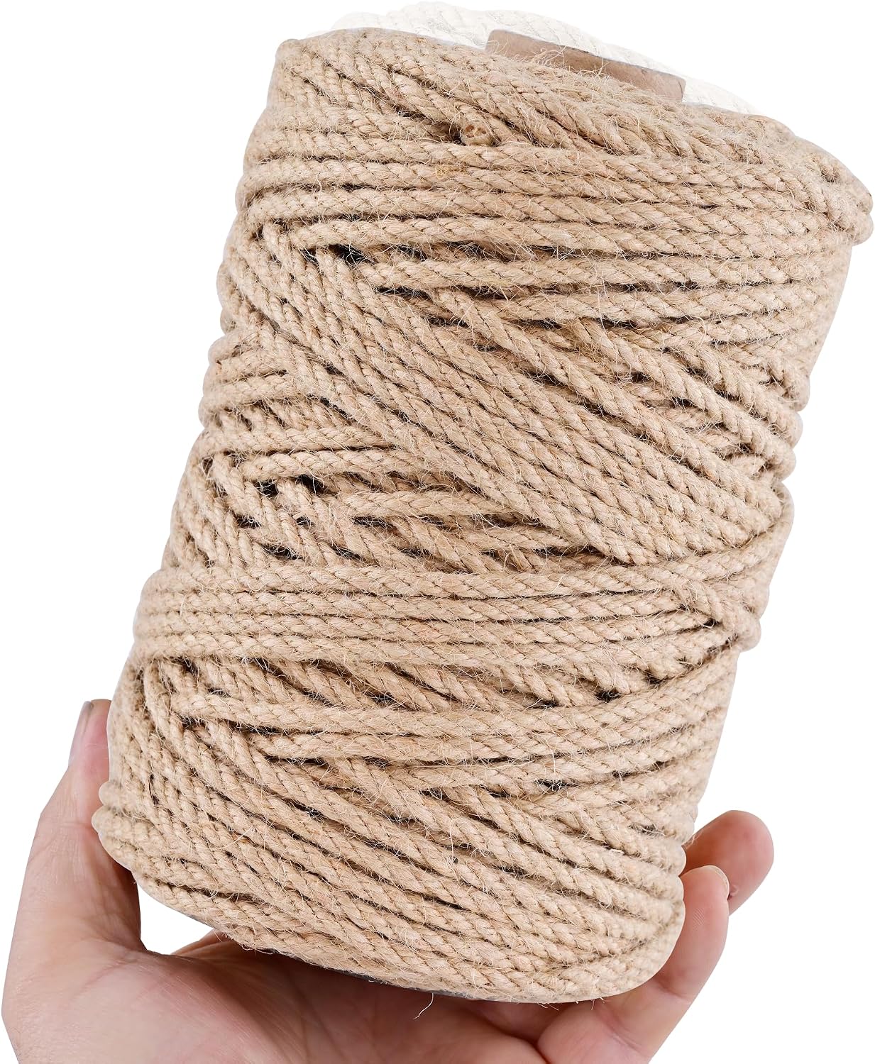 Natural Jute Twine 328ft 3mm,3Ply Twisted Thick Twine Rope Strong Jute String Roll for Crafts Gift Wrapping Gardening Home Decor Bundling Cat Scratching Post