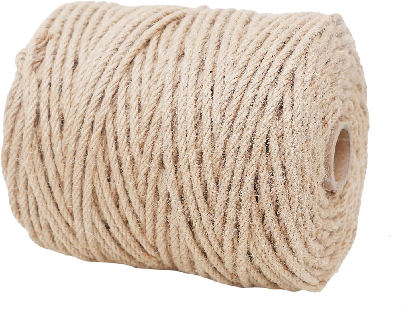 Natural Jute Twine 328ft 3mm,3Ply Twisted Thick Twine Rope Strong Jute String Roll for Crafts Gift Wrapping Gardening Home Decor Bundling Cat Scratching Post
