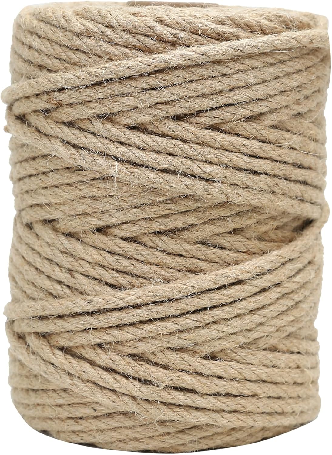 Natural Jute Twine 328ft 3mm,3Ply Twisted Thick Twine Rope Strong Jute String Roll for Crafts Gift Wrapping Gardening Home Decor Bundling Cat Scratching Post