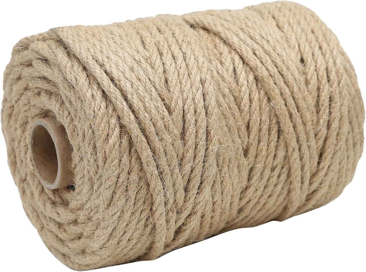 Natural Jute Twine 328ft 3mm,3Ply Twisted Thick Twine Rope Strong Jute String Roll for Crafts Gift Wrapping Gardening Home Decor Bundling Cat Scratching Post