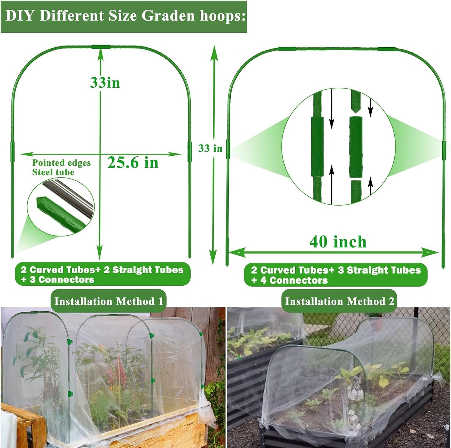 Garden Mesh Netting Kit, Plant Covers 10x30Ft Ultra Fine Mesh Netting & 6Pcs Garden Hoops &18 Clip, Garden Netting Kit for Raised Beds Plants Pest Barrier Greenhouse Row Cover Animal Protection Net