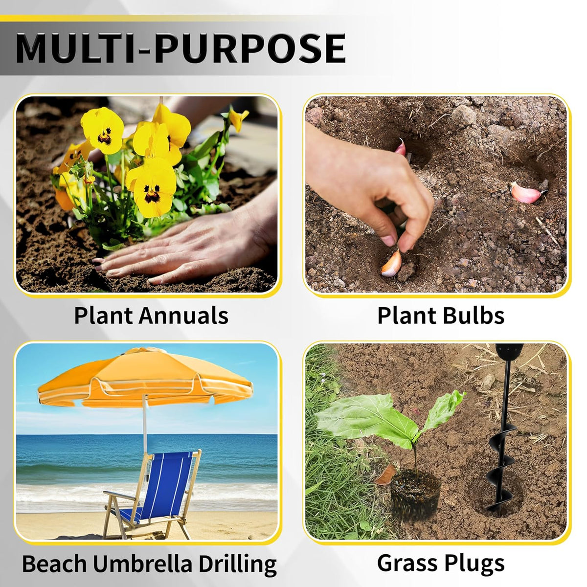 Auger Drill Bit for Planting - 1.6" x 16.5" Plant Auger for Cordless Drill - Bulb Planter Tool for Bulbs Planting&Holes Digging - 3/8" Hex Drive Drill