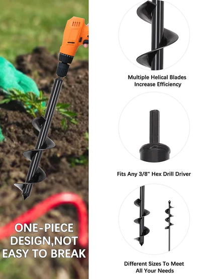 Auger Drill Bit for Planting - 1.6" x 16.5" Plant Auger for Cordless Drill - Bulb Planter Tool for Bulbs Planting&Holes Digging - 3/8" Hex Drive Drill