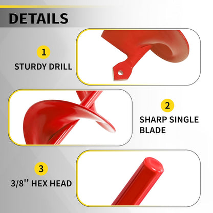 Auger Drill Bit for Planting - 1.6" x 16.5" Plant Auger for Cordless Drill - Bulb Planter Tool for Bulbs Planting&Holes Digging - 3/8" Hex Drive Drill