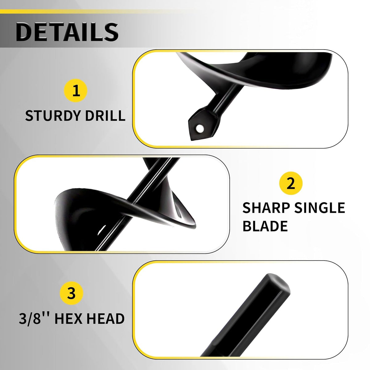Auger Drill Bit for Planting - 1.6" x 16.5" Plant Auger for Cordless Drill - Bulb Planter Tool for Bulbs Planting&Holes Digging - 3/8" Hex Drive Drill