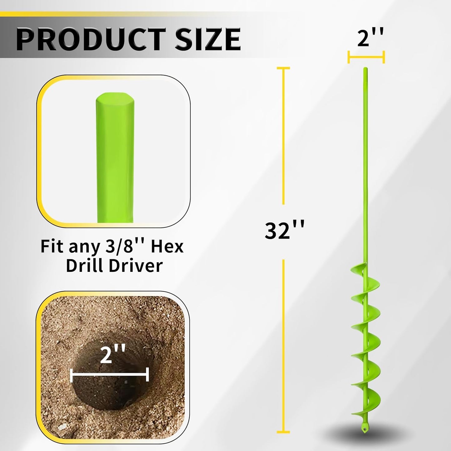 Auger Drill Bit for Planting - 1.6" x 16.5" Plant Auger for Cordless Drill - Bulb Planter Tool for Bulbs Planting&Holes Digging - 3/8" Hex Drive Drill