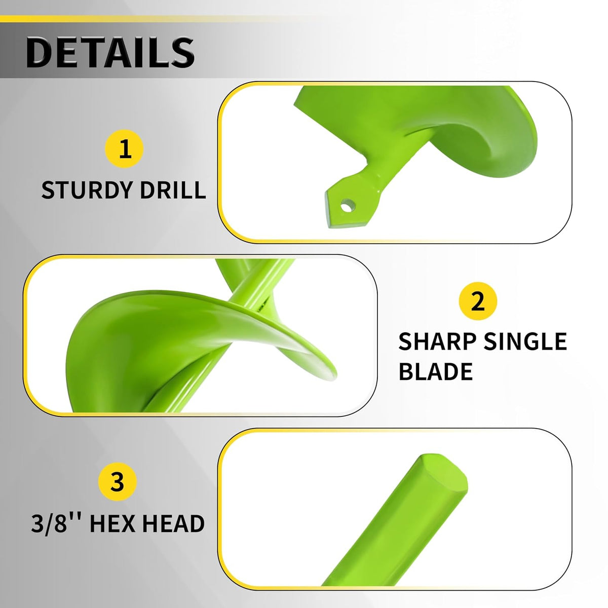 Auger Drill Bit for Planting - 1.6" x 16.5" Plant Auger for Cordless Drill - Bulb Planter Tool for Bulbs Planting&Holes Digging - 3/8" Hex Drive Drill