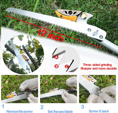 4.6-10ft Extendable Tree Pruner,Telescopic Tree Trimmer Pole Saw, Branch Cutter,Upgrade Steel Saw blade,Fruit Picker and Pruning Shears Gardening,Lightweight & Portable Lopper with a Fruit Mesh Bag