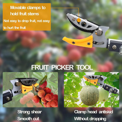 4.6-10ft Extendable Tree Pruner,Telescopic Tree Trimmer Pole Saw, Branch Cutter,Upgrade Steel Saw blade,Fruit Picker and Pruning Shears Gardening,Lightweight & Portable Lopper with a Fruit Mesh Bag