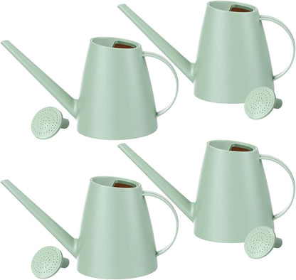 2 Pack Watering Can for Indoor Plants, 1.8L/60oz Small Plastic Water Cans with Long Spout, Lightweight Pitcher for House Plants, Garden Flowers, Mint Green