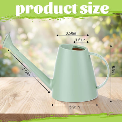 2 Pack Watering Can for Indoor Plants, 1.8L/60oz Small Plastic Water Cans with Long Spout, Lightweight Pitcher for House Plants, Garden Flowers, Mint Green