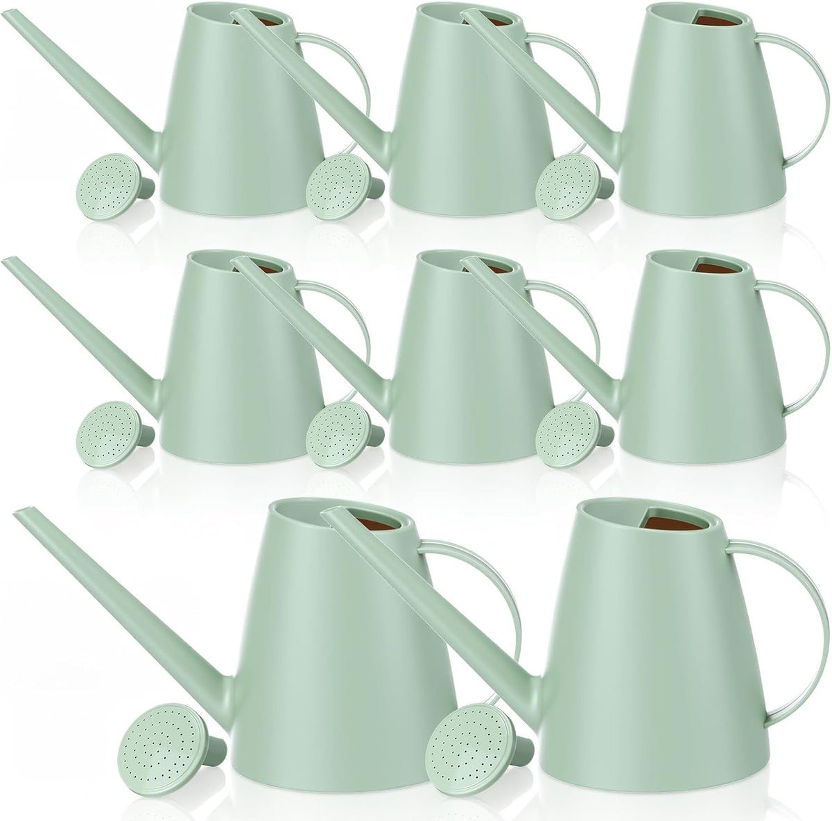 2 Pack Watering Can for Indoor Plants, 1.8L/60oz Small Plastic Water Cans with Long Spout, Lightweight Pitcher for House Plants, Garden Flowers, Mint Green