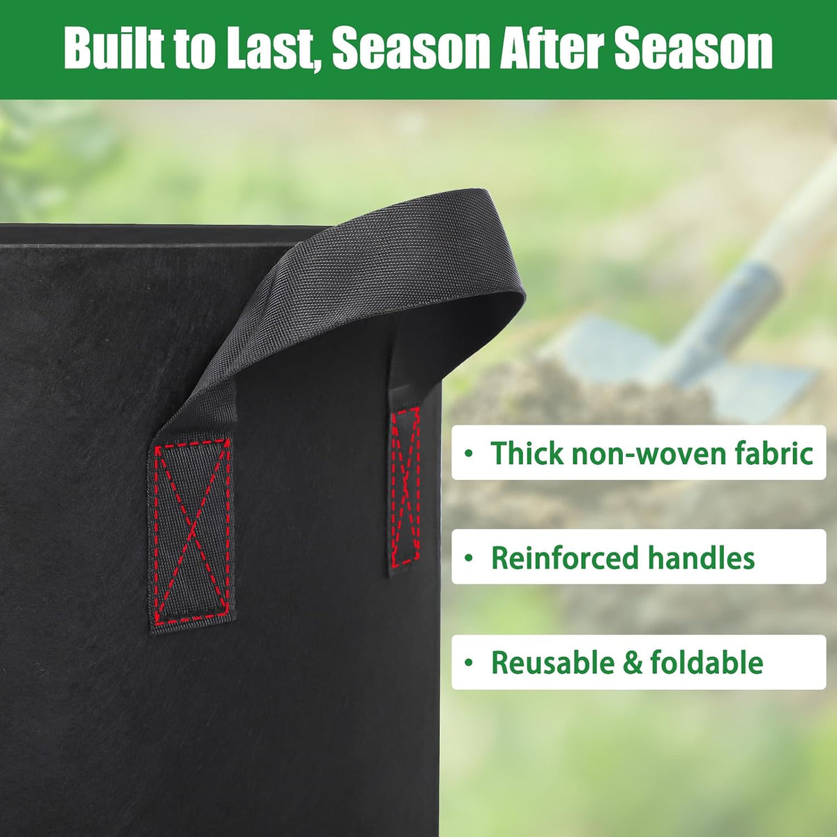 5 Gallon Grow Bags 4 Pack – 300G Thickened Non-Woven Fabric Pots Double-Stitched Handles, Foldable Breathable Drainage Planters for Herbs, Lettuce, Strawberries & Flowers, Indoor Outdoor