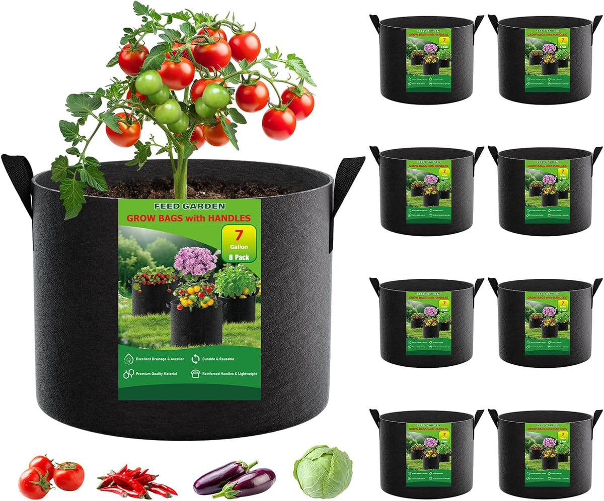 5 Gallon Grow Bags 4 Pack – 300G Thickened Non-Woven Fabric Pots Double-Stitched Handles, Foldable Breathable Drainage Planters for Herbs, Lettuce, Strawberries & Flowers, Indoor Outdoor