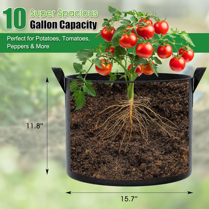 5 Gallon Grow Bags 4 Pack – 300G Thickened Non-Woven Fabric Pots Double-Stitched Handles, Foldable Breathable Drainage Planters for Herbs, Lettuce, Strawberries & Flowers, Indoor Outdoor