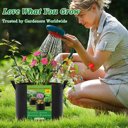5 Gallon Grow Bags 4 Pack – 300G Thickened Non-Woven Fabric Pots Double-Stitched Handles, Foldable Breathable Drainage Planters for Herbs, Lettuce, Strawberries & Flowers, Indoor Outdoor