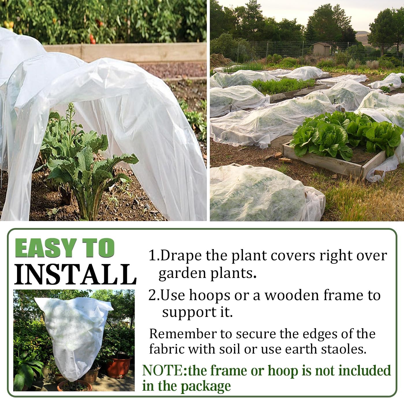 Plant Covers Freeze Protection,10 x 50 Ft Floating Row Cover