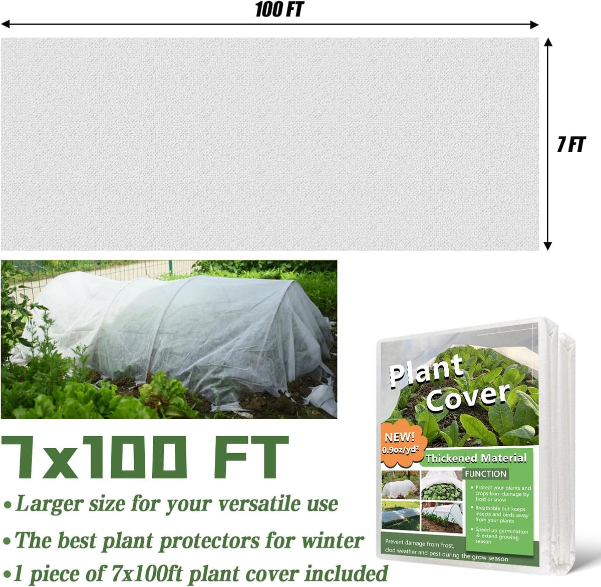 Plant Covers Freeze Protection,10 x 50 Ft Floating Row Cover