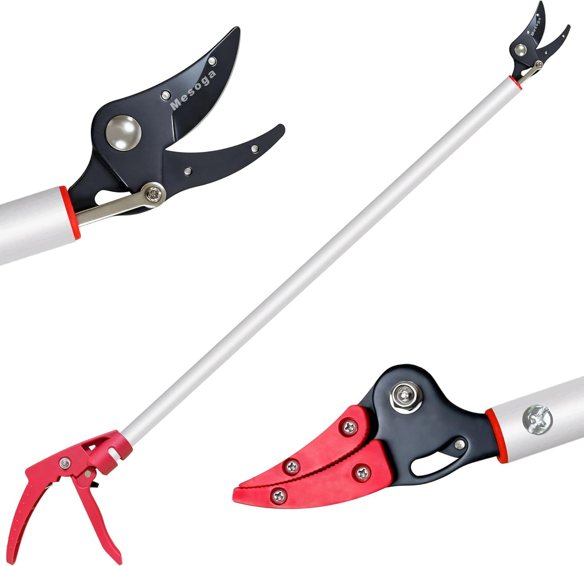 Tree Pruner, 3.3 FT Long Reach Pruner with SK5 Steel Blade, Aluminum Pole Tree Trimmer, Fruit Picking Tool, Bypass Pruner