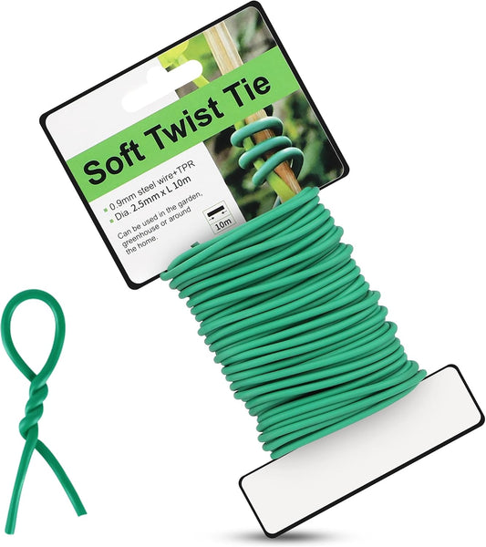 Plant Ties, 16.4 Feet Soft Twist Garden Ties for Supporting Climbing Plants, Flexible Wire for Tomatoes, Vines, Outdoor Climbing, Vegetables & Office Home Organization(Diameter 2.5mm)
