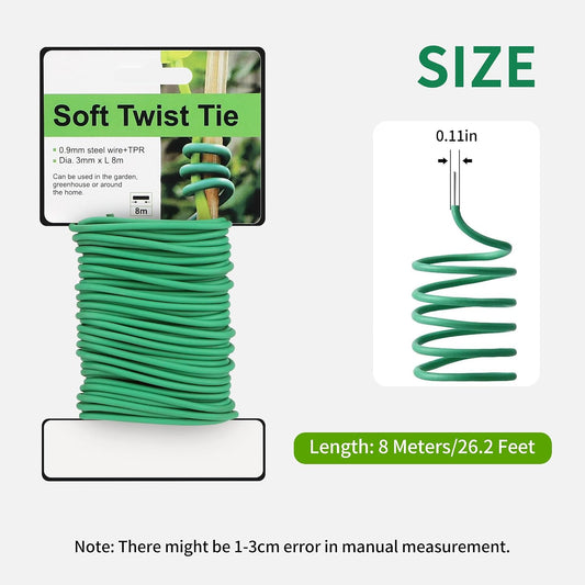Plant Ties, 16.4 Feet Soft Twist Garden Ties for Supporting Climbing Plants, Flexible Wire for Tomatoes, Vines, Outdoor Climbing, Vegetables & Office Home Organization(Diameter 2.5mm)