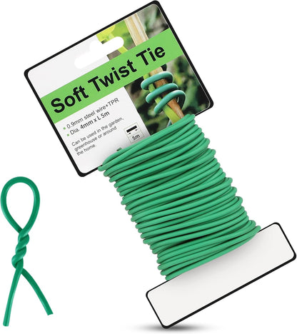 Plant Ties, 16.4 Feet Soft Twist Garden Ties for Supporting Climbing Plants, Flexible Wire for Tomatoes, Vines, Outdoor Climbing, Vegetables & Office Home Organization(Diameter 2.5mm)
