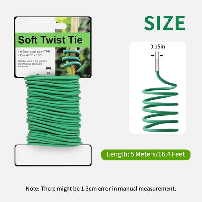 Plant Ties, 16.4 Feet Soft Twist Garden Ties for Supporting Climbing Plants, Flexible Wire for Tomatoes, Vines, Outdoor Climbing, Vegetables & Office Home Organization(Diameter 2.5mm)