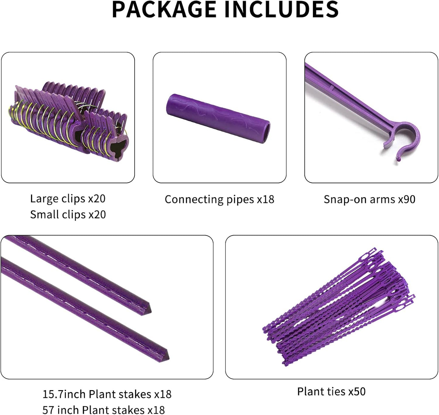 Large Tomato Cage 6 Pack Upto 73 inch Tall Tomato Trellis Garden Stakes Plant Support,Purple(5ft Stake add 18 inch Adjustable Stakes)