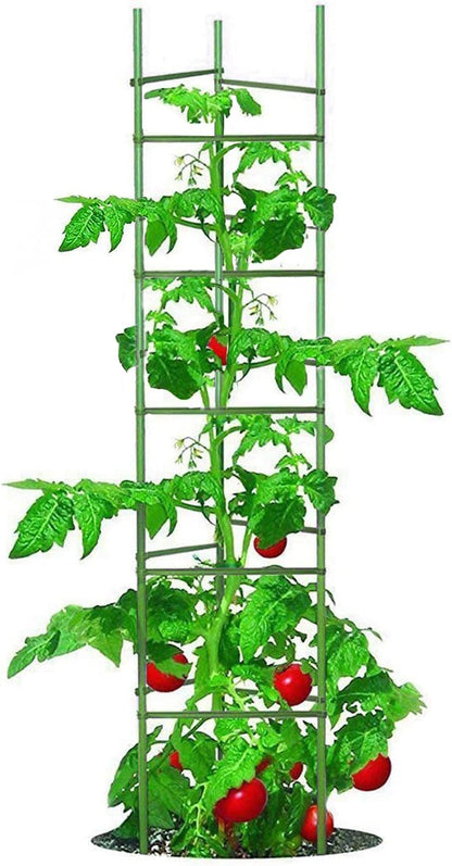 Large Tomato Cage 6 Pack Upto 73 inch Tall Tomato Trellis Garden Stakes Plant Support,Purple(5ft Stake add 18 inch Adjustable Stakes)
