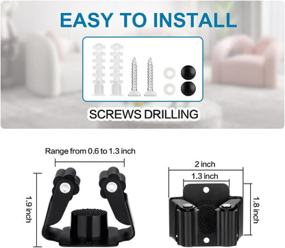6PCS Broom and Mop Holder, Heavy Duty Garden Tool Organizer Rack Rake and Shovel Handle, Stainless Steel Mop Hanger. Screws for Wall Mounted. Matte Black