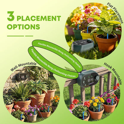 Solar Drip Irrigation System Kit, Auto Plant Waterer for 15 Pots