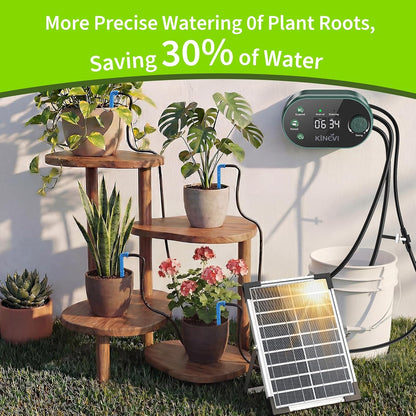 Solar Drip Irrigation System Kit, Auto Plant Waterer for 15 Pots