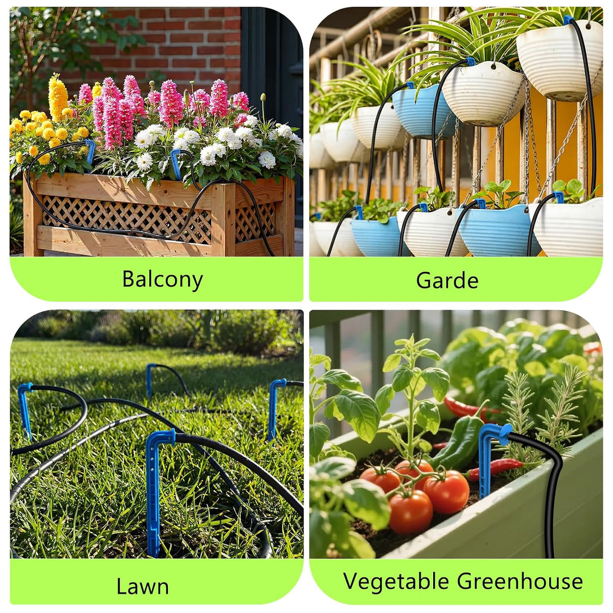Solar Drip Irrigation System Kit, Auto Plant Waterer for 15 Pots