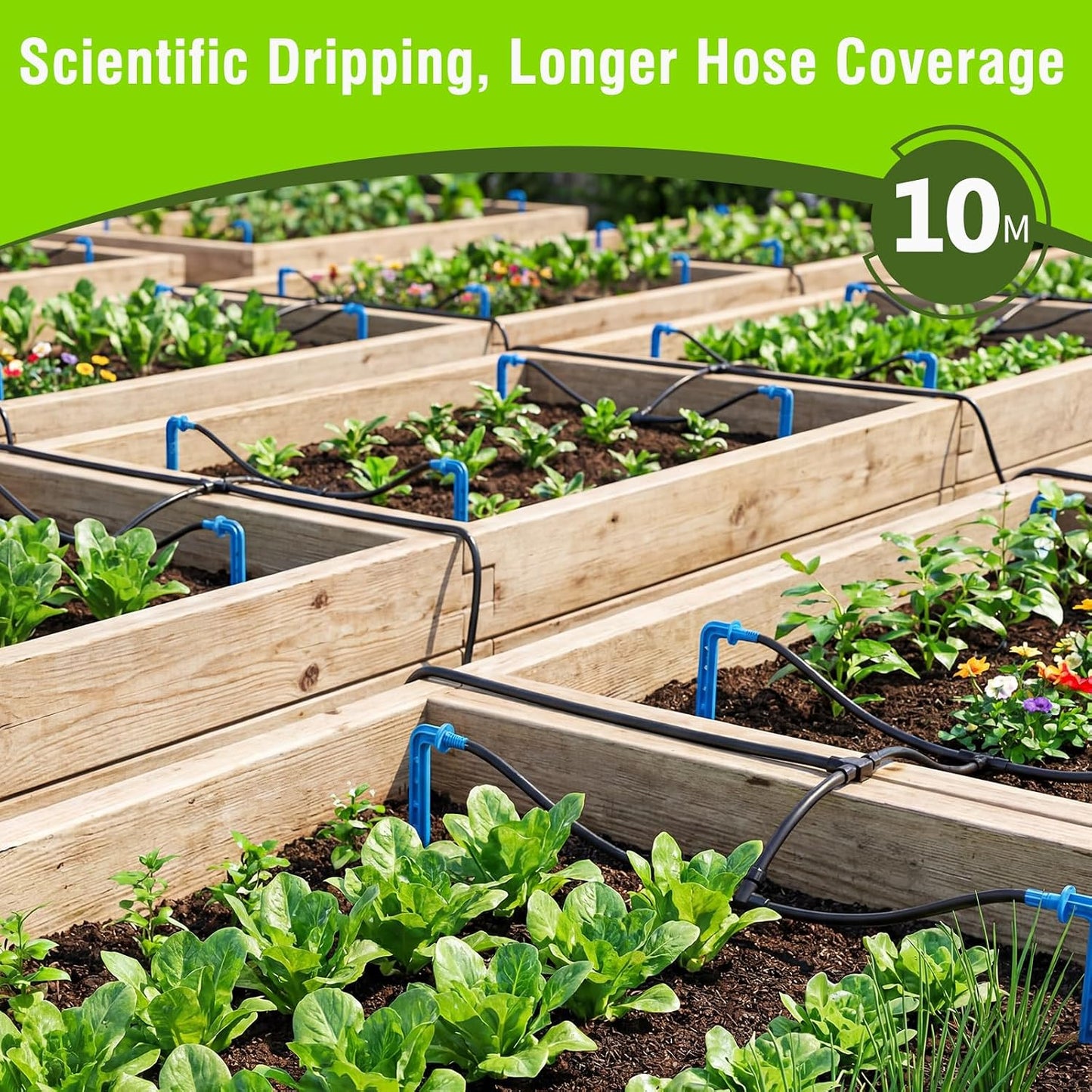 Solar Drip Irrigation System Kit, Auto Plant Waterer for 15 Pots