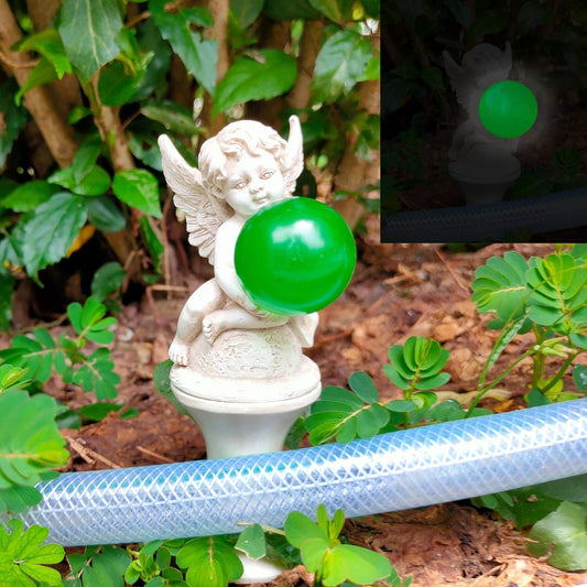 Hose Guides for Garden, 3Pcs Garden Hose Guide Stake Decorative with Roller, Hose Guide Spike Plant Protector Lawn Hose Support Spikes for Outside Lawn Yard(frogs, Angel, Sun God)