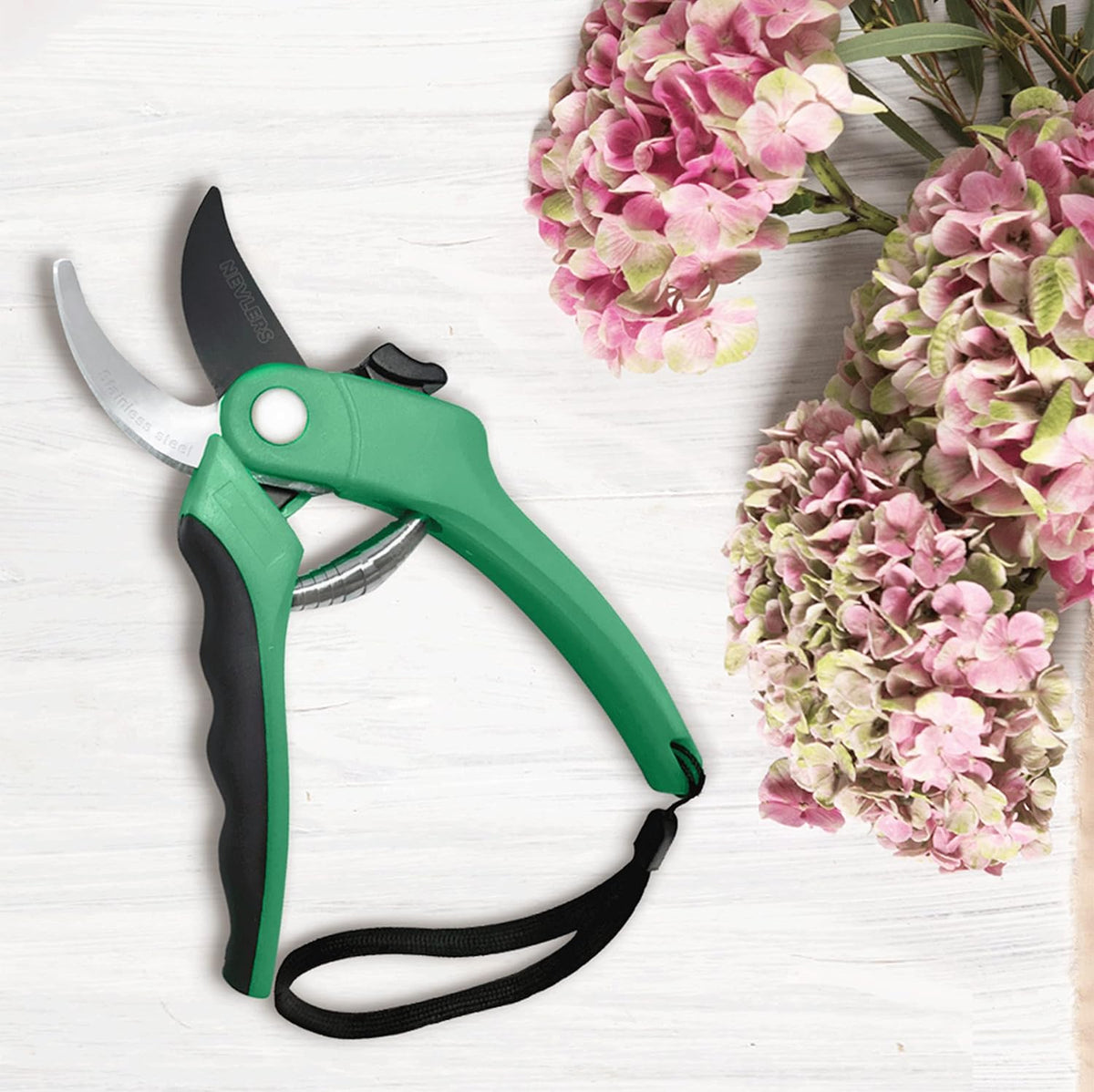 8" Green Bypass Pruning Shears Heavy Duty Pruning Scissors